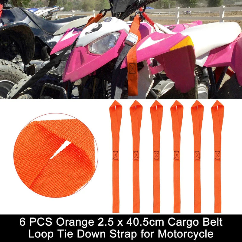 Motorcycle Cargo Belt Loop Tie Down Strap 2.5 x 40.5cm Orange