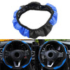 SUV Black Blue Microfiber Leather Steering Wheel Cover 15"