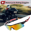 Motorcycle Riding Goggles Purple Lens Red Black Frame PC Cycling Sunglasses