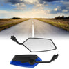 Motorcycle 2 x Rear View Mirrors Handlebar Mirror Black Blue Iron Plastic