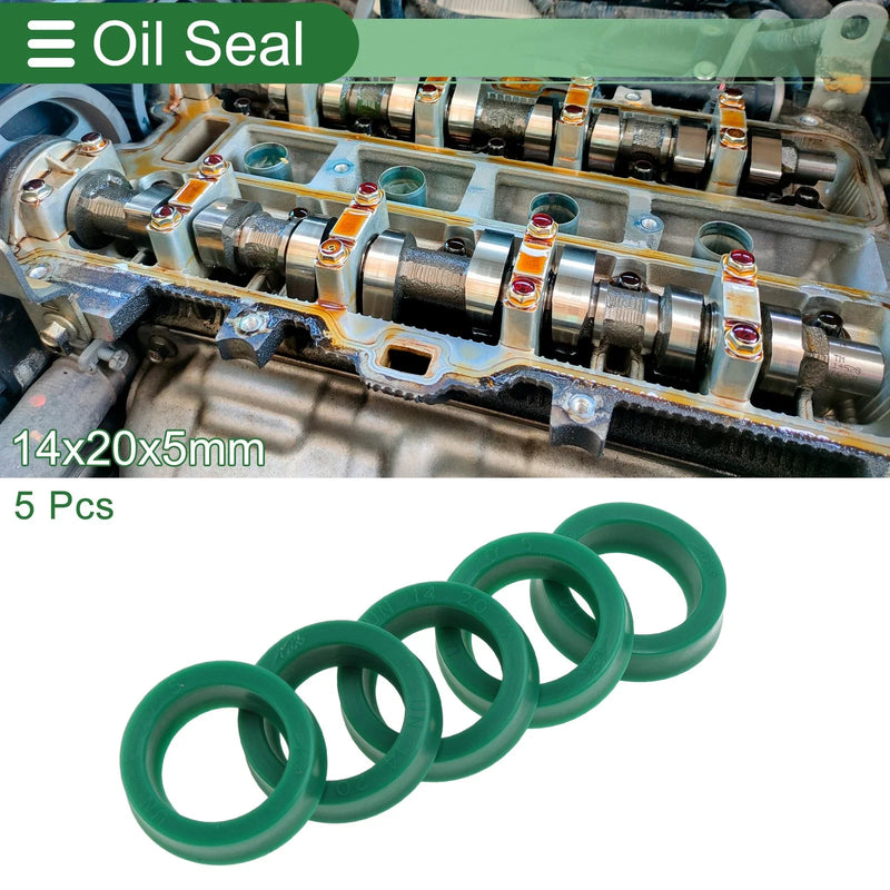 Oil Seal / 14x20x5mm / Seal Ring Rotary Shaft Seal TPU Green 5 Pcs