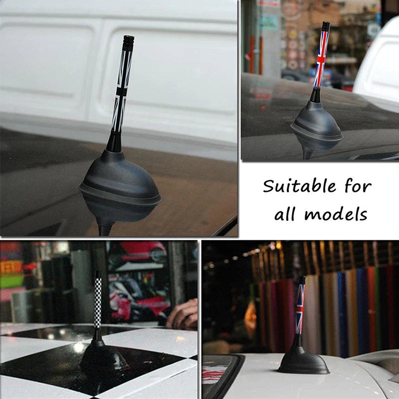 MINI Cooper Aerial Exotic Accessories Black & White Style 4.2" Short Antenna