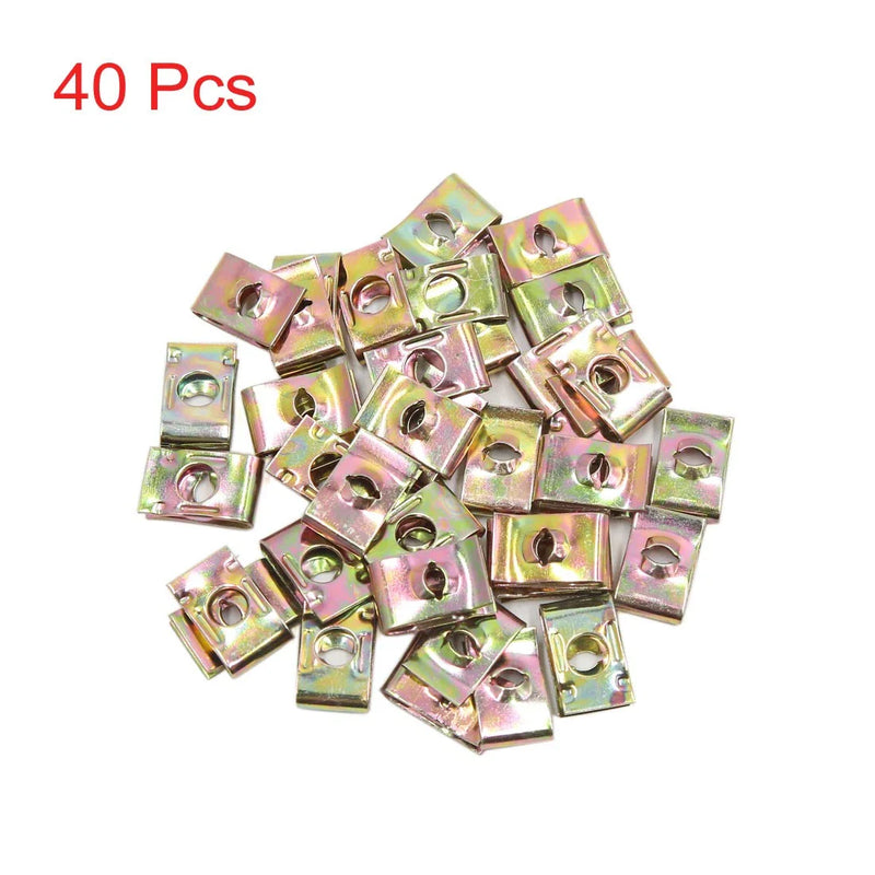 40pcs Bronze Tone Metal Motorcycle Fairing Bolts Screws U-Type Fastener Clips