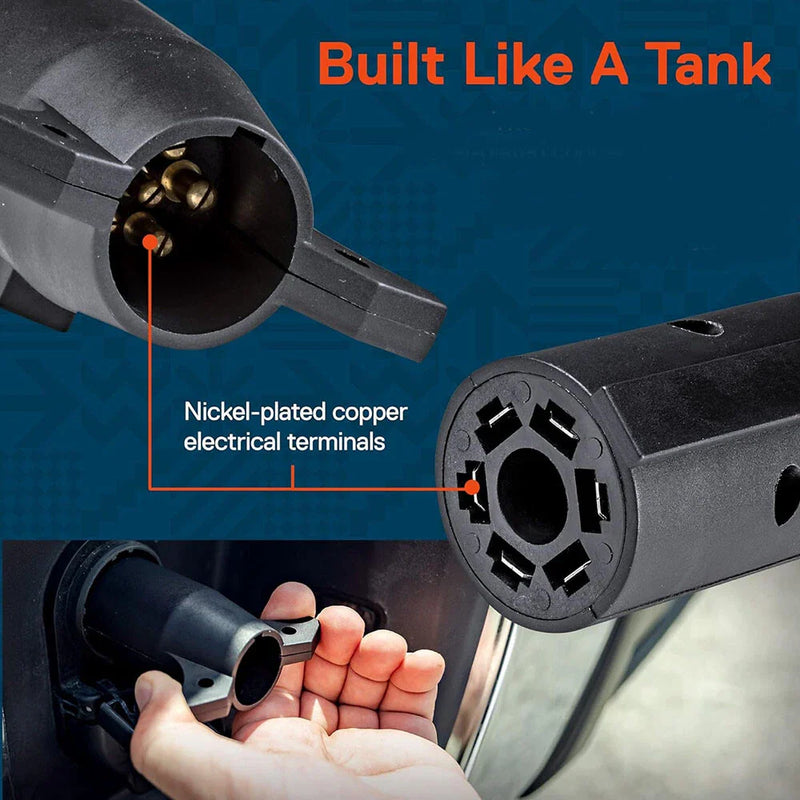 RV Tow Truck Light 7-Way Blade to 6-Way Round Trailer Adapter