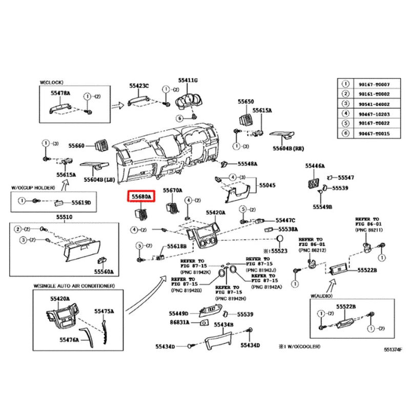 Toyota Hilux2004-2015 Air Vent Trim Center LH