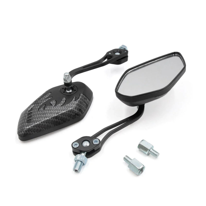 Motorcycle 8mm 10mm Thread Dia Rearview Mirror Black Gray