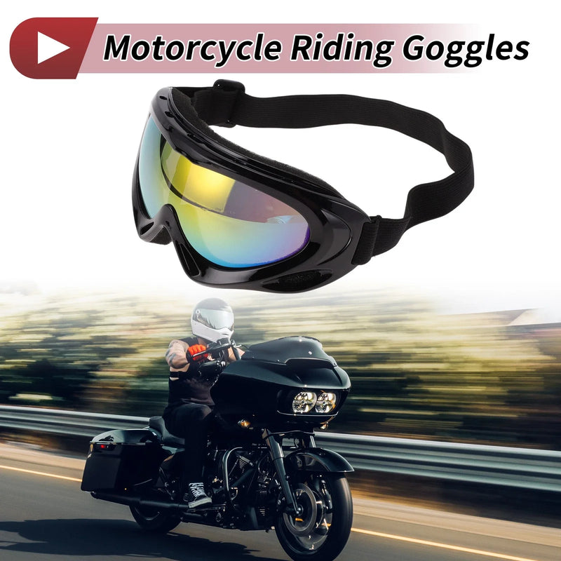 Motorcycle Riding Goggles Red Yellow Lens Black Frame PC TPU Cycling Sunglasses