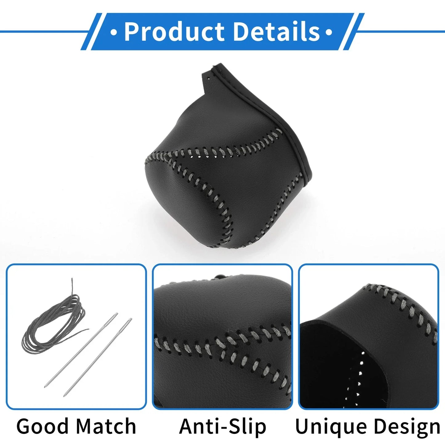 Gear Shift Knob Cover for Toyota CH-R 2017-2021 Black Grey Faux Leather