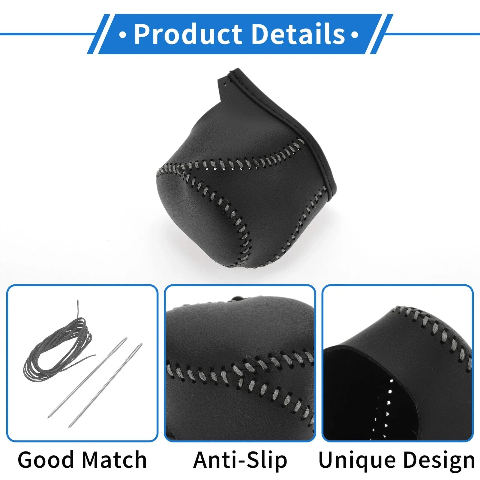 Gear Shift Knob Cover for Toyota CH-R 2017-2021 Black Grey Faux Leather