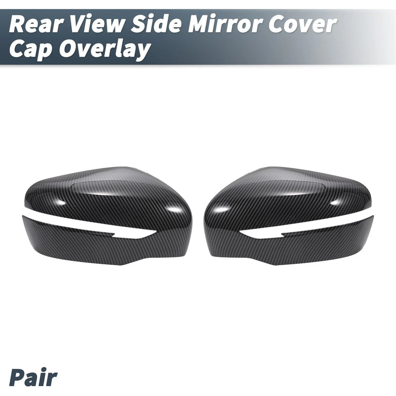 Nissan X-Trail Rogue Rearview Mirror Cover Overlay Black Carbon Fiber