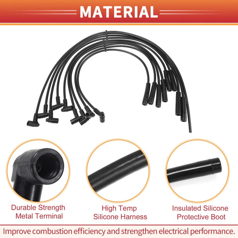 Chevrolet Blazer 7.4L V8 9 Pcs Spark Plug Wires & Coil Cables (1973-1973)