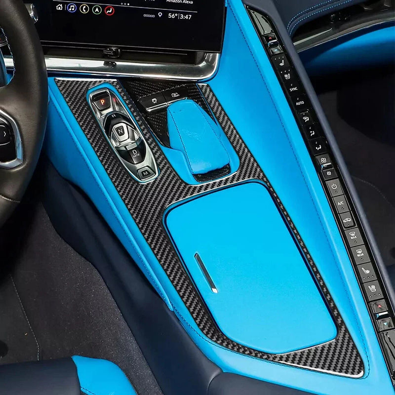Corvette C8 Carbon Fiber Central Console Gear Shift Panel Cover (2020-2024)
