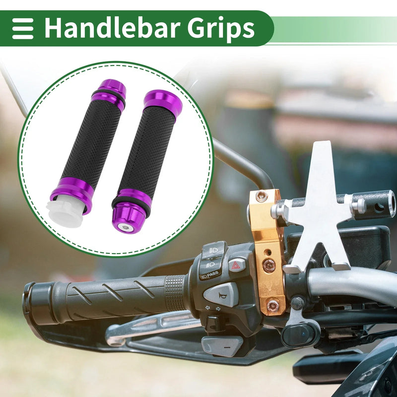 Motorcycle Aluminum Alloy Rubber Purple 7/8" 22mm Hand Grips