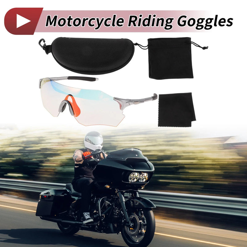 Motorcycle 1 Set Riding Goggles Light Red Lens Silver Tone Frame PC TPU