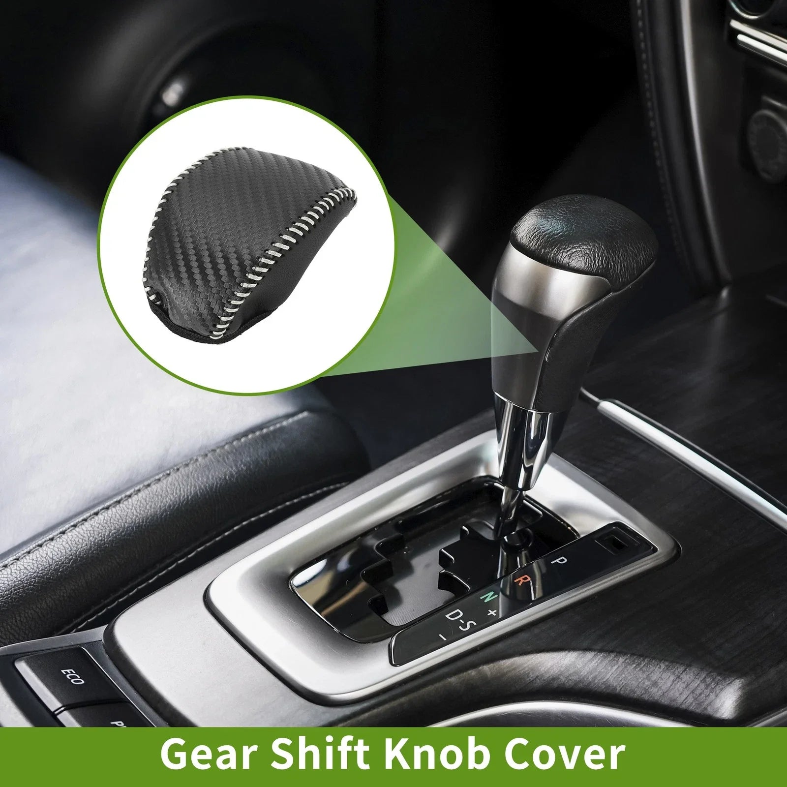 Gear Shift Knob Cover for Toyota RAV4 2019-2024 Black Carbon Fiber
