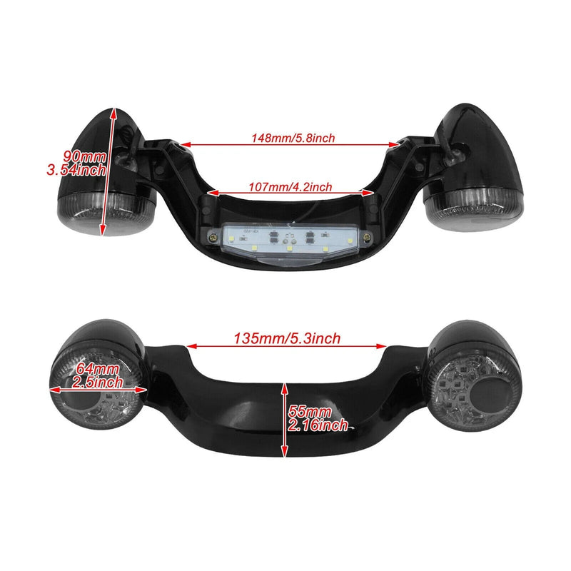 Harley Touring Glide Gloss Black Rear Turn Signal Brake Light Bar (10-22)