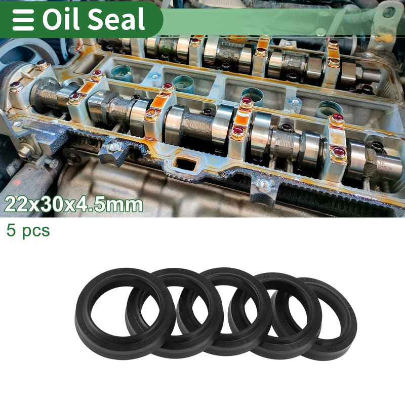 Make Model Oil Seal Rotary Shaft Seal 22x30x4.5mm NBR Black 5 Pcs