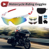 Set Motorcycle Riding Goggles Red Lens White Frame PC Cycling Sunglasses
