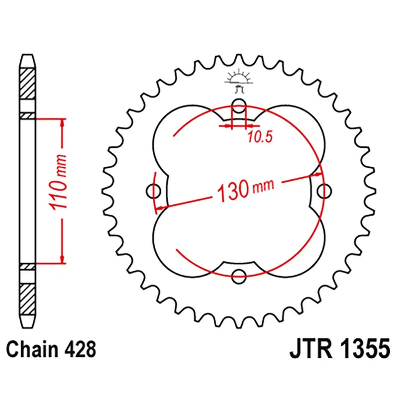 Honda TRX125 FourTrax 50-Tooth Rear Steel Sprocket (1987–1988)