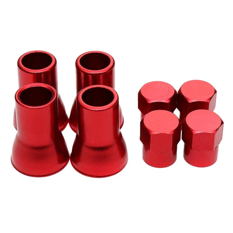 Audi A8 4 x Red Tire Valve Stem Caps & Sleeves (1997-2023)