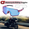Motorcycle Riding Goggles Blue Lens Pink with Yellow Spots Frame Sunglasses