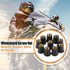 Motorcycle 30pcs M6 Convex Black Rubber Windshield Screws Bolts Nut