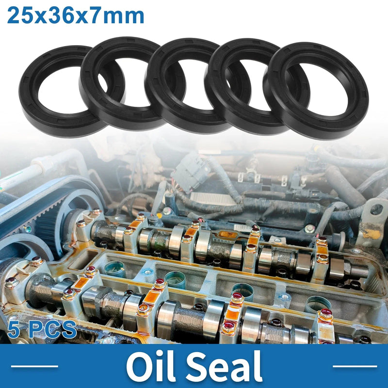 Oil Seal 25x36x7mm Black 5 Pcs Seal Ring Rotary Shaft Seal Nitrile Rubber