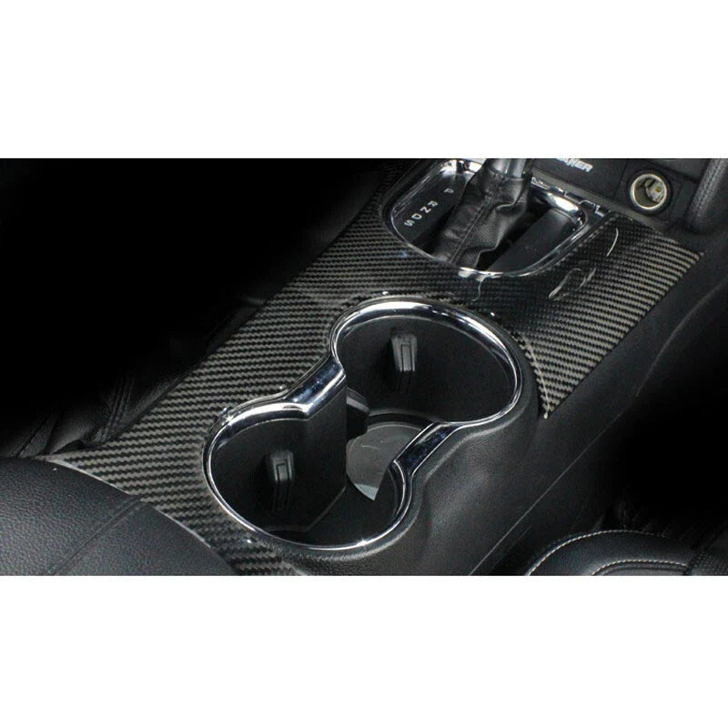 Ford Mustang 2015-2018 Carbon Fiber Center Console Cup Box Holder Panel Trim