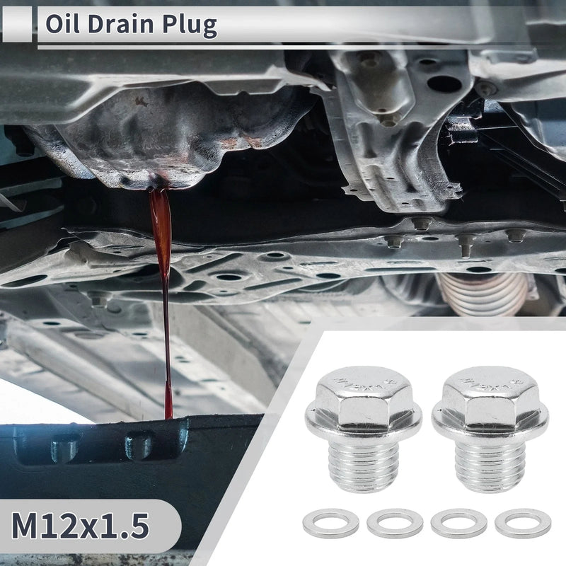 Car, Motorcycle Oil Drain Plug M12x1.5, 0.73" Height with Gasket