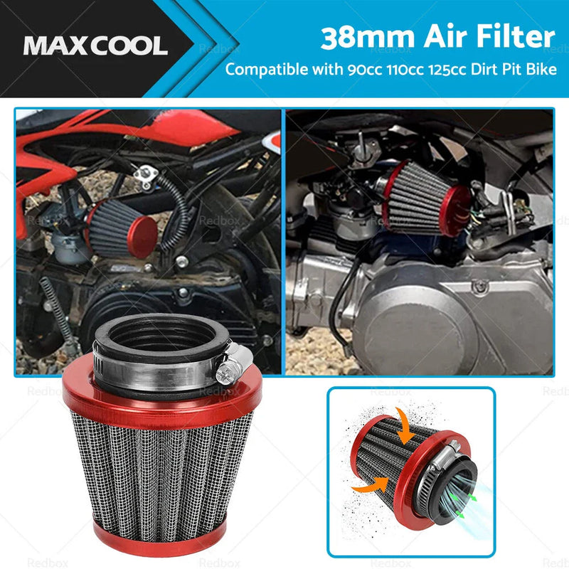 110cc 125cc Motorcycle PIT Dirt Bike 38mm Air Filter Pod Cleaner