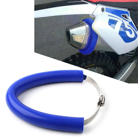 Universal Motorcycle Exhaust Pipe Heat Shield Cover Guard - Blue