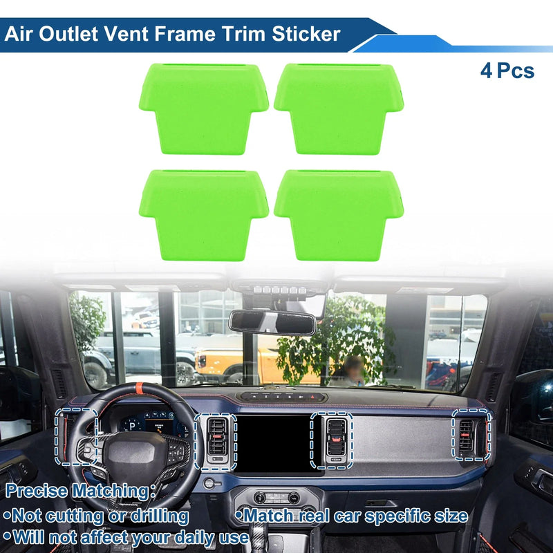 Ford Bronco (2021-2024) 4 x Pcs Air Condition Outlet Vent Trim Cover Frame Green