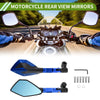 M8/M10 1 Set Motorcycle Rear View Mirrors Polygonal Shape Blue Aluminum Alloy