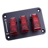 Car Truck Boat Circuit Breaker 3 Gang LED Toggle Rocker Switch Panel