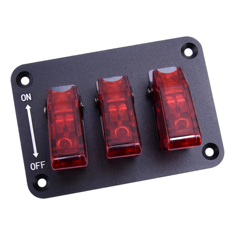 Car Truck Boat Circuit Breaker 3 Gang LED Toggle Rocker Switch Panel