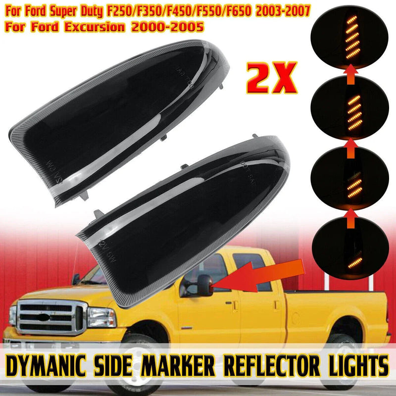 Ford F-250-F-450 2x Smoked LED Side Mirror Light Kit Switchback (2003–2007)