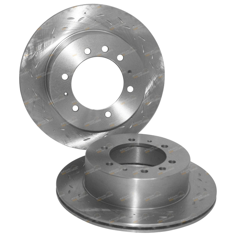 Nissan Patrol GU Y61 Rear Slotted+Drilled Disc Rotors+4x4 Brake Pads