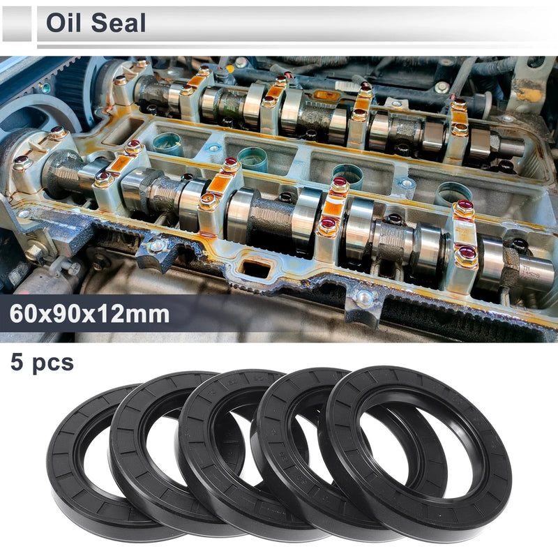 Oil Seal 60x90x12mm Black 5 Pcs Seal Ring Rotary Shaft Seal