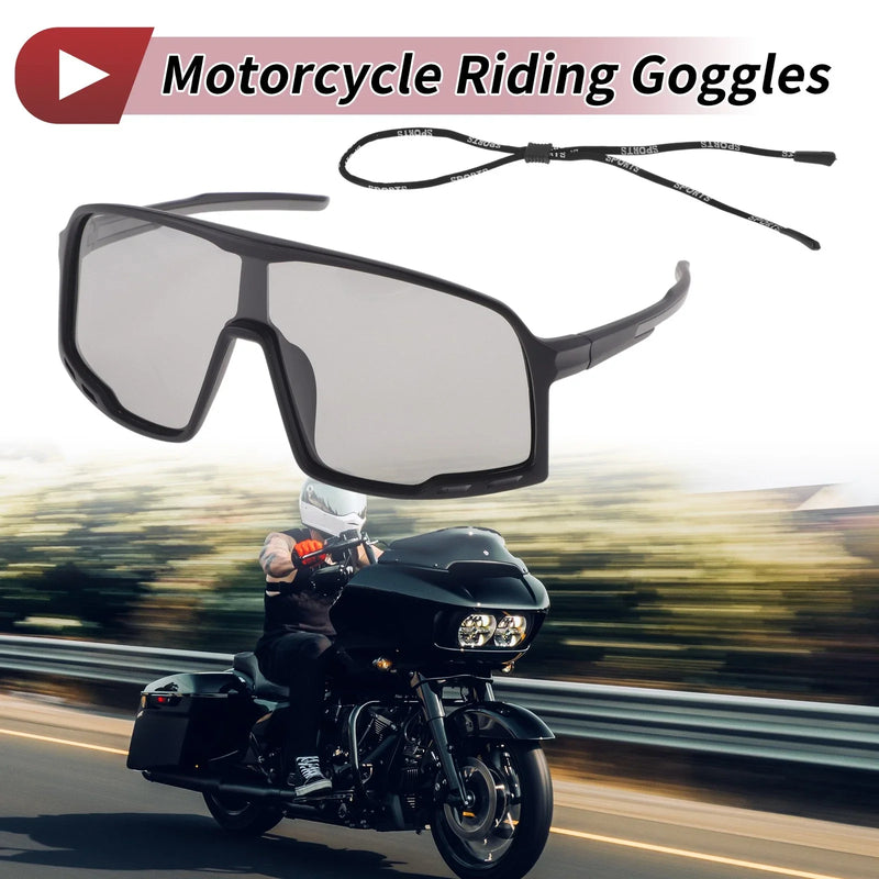 Motorcycle Set Riding Goggles Light Gray Lens Black Frame UV400
