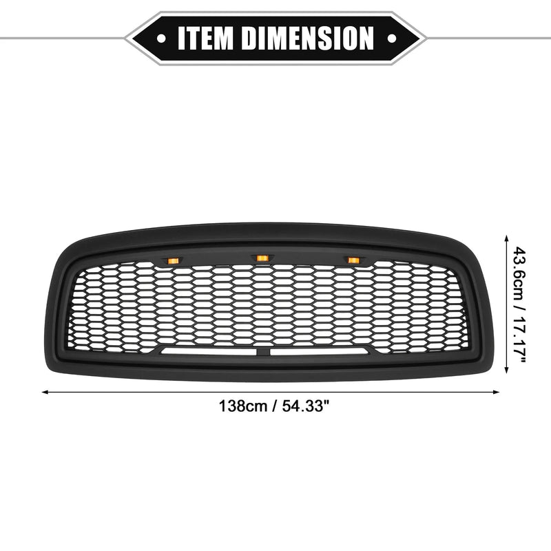 Dodge Ram 1500 (2009-2010) Matte Black Grille Assembly w/ LED Lights