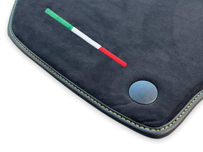 Ferrari 488 GTB Black Tailored Carpets with Alcantara Leather Floor Mats