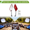 M8/M10 Rear View Mirrors Prismatic Silver Tone Red Plastic 1set