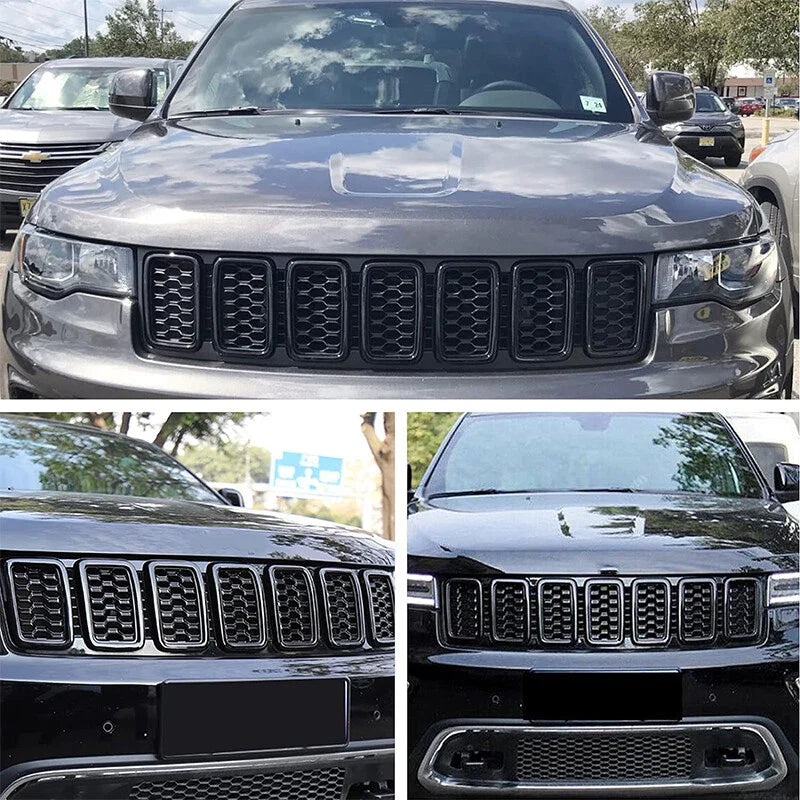Jeep Grand Cherokee 7X Gloss Black Front Grille Honeycomb (2017-2022)