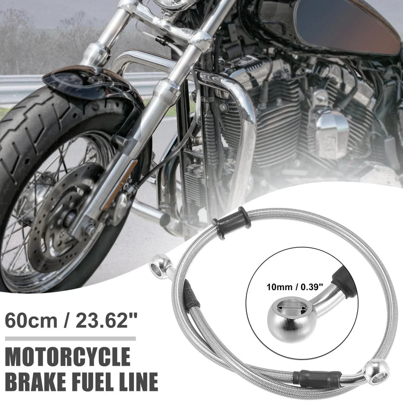 Braided Brake Clutch Oil Hoses Ends / 60cm 23.62in 10mm / ATV