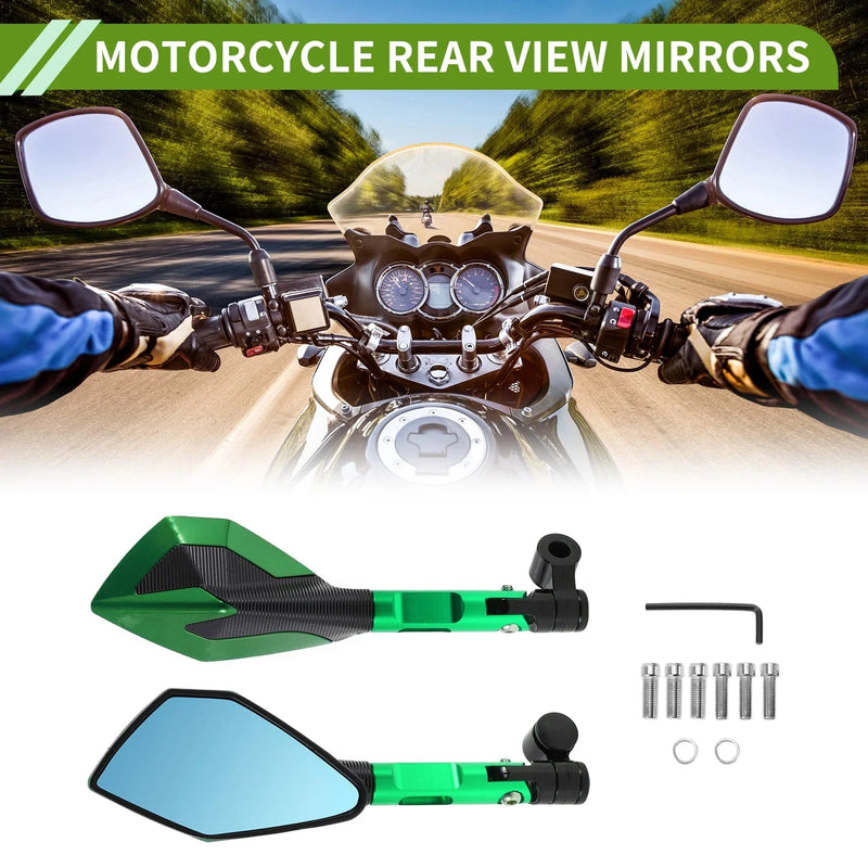 M8/M10 / 1 Set / Motorcycle Rear View Mirrors Polygonal Green Aluminum (Universal)