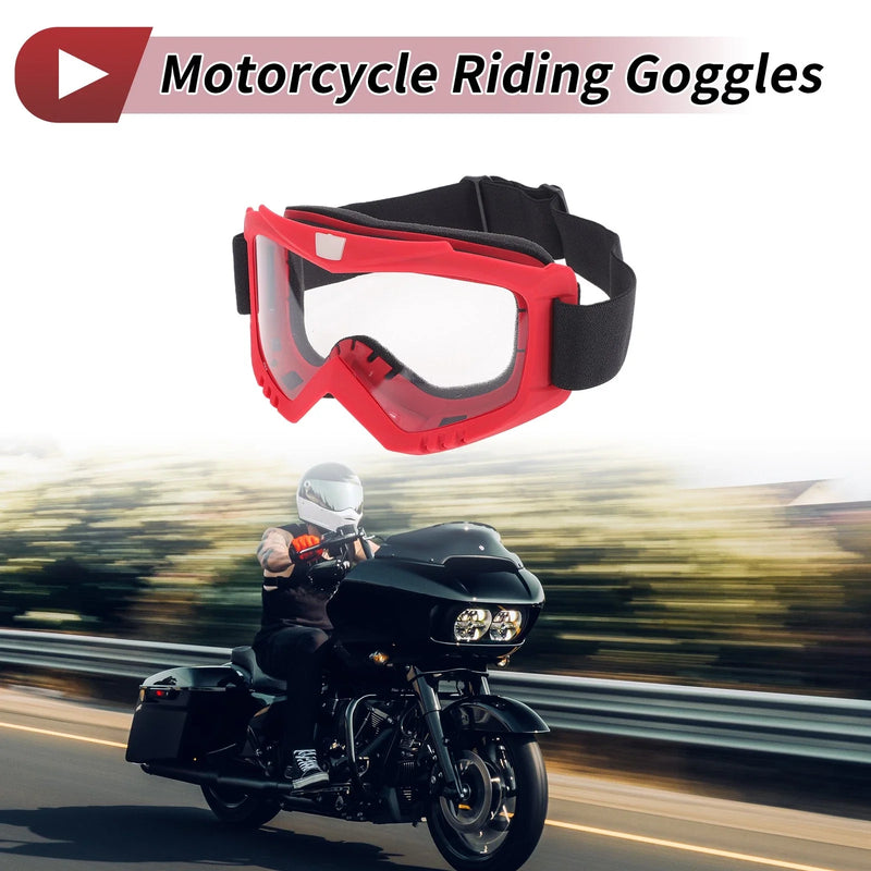 1 Pc Motorcycle Riding Goggles Clear Lens Red Frame PC Cycling Sunglasses