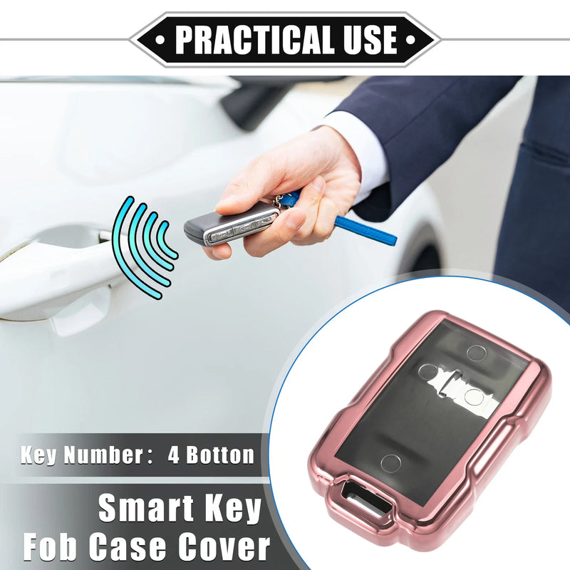 Chevy Suburban TPU Pink Clear 4-Button Key Fob Cover