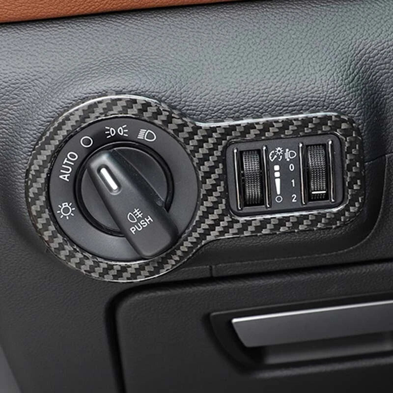 For Maserati Ghibli 13-21 Dry  Carbon Fiber Headlight Switch Buttons Cover Trim