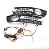 Audi A4 B6 LED Honeycomb Hex Mesh Fog Light Grille + Wiring (2001-2005)