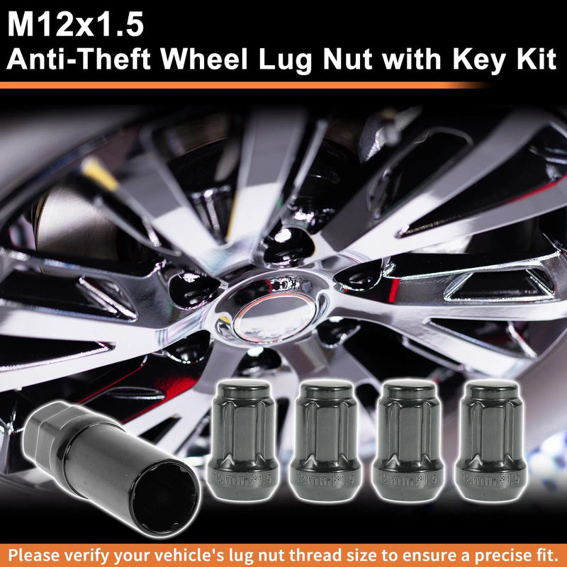 Honda Toyota M12x1.5 Tire Wheel Locking Nut with 1 Socket Key